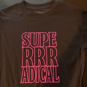 Superradical pink logo tee.